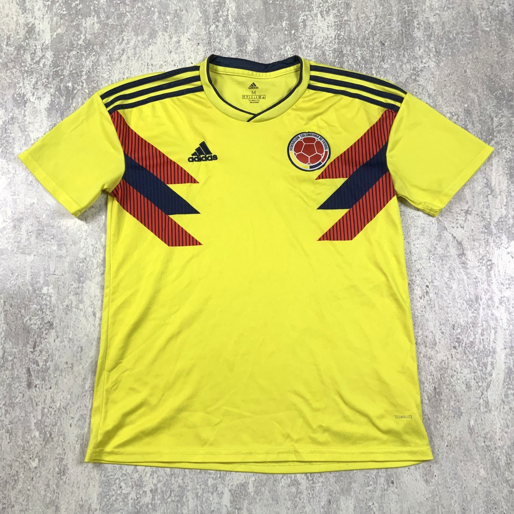 Adidas Colombia Jersey Mens Medium Yellow World Cup 2018 Soccer Futbol Climalite
